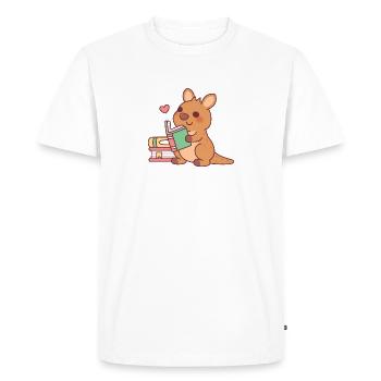 Le mignon kangourou Joey adore lire des livres - T-shirt Premium bio Homme - blanc - Devant - Nico (187cm)