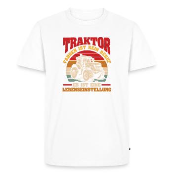 Tracteur Fermier Fermier Conducteur de tracteur Tracteur - T-shirt Premium bio Homme - blanc - Devant - Nico (187cm)