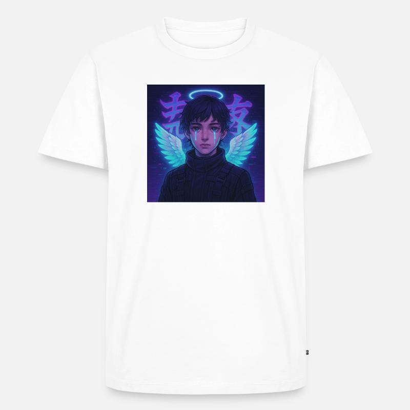 Cyberpunk Angel E-Boy Y2K Synthwave Art - Männer Premium Bio T-Shirt - Weiß