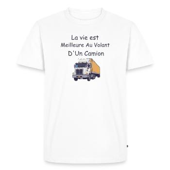 Life at the Wheel of a Truck - Men's Premium Organic T-Shirt - white - Front - Nico (187cm)