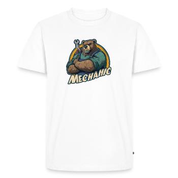 Motif de l’atelier Mécanicien Ours Fort - T-shirt Premium bio Homme - blanc - Devant - Nico (187cm)