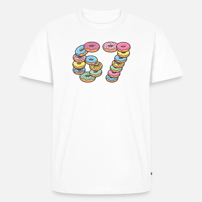 Pastel Donut Stack 67 Muster - Männer Premium Bio T-Shirt - Weiß