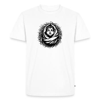 Le Bébé Jésus né dans la crèche de Noël - T-shirt Premium bio Homme - blanc - Devant - Nico (187cm)