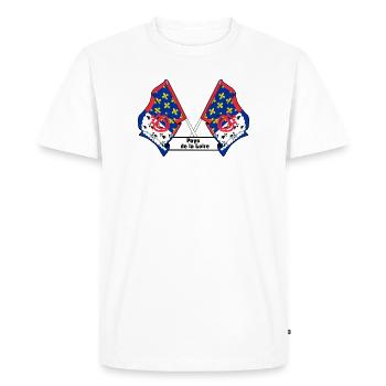 Crossed flags + text "Pays de la Loire" - Men's Premium Organic T-Shirt - white - Front - Nico (187cm)