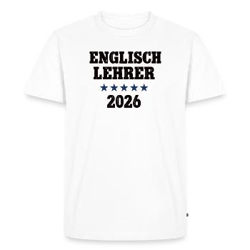 Professeur d’anglais 2026 École d’anglais - T-shirt Premium bio Homme - blanc - Devant - Nico (187cm)