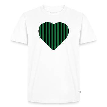 Cœur rayé vert contre noir vert-noir - T-shirt Premium bio Homme - blanc - Devant - Nico (187cm)