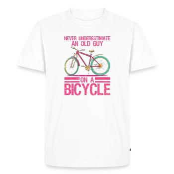 Ne sous-estimez jamais un vieil homme à vélo - T-shirt Premium bio Homme - blanc - Devant - Nico (187cm)