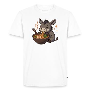 Donkey with noodles ramen kawaii donkey - Men's Premium Organic T-Shirt - white - Front - Nico (187cm)