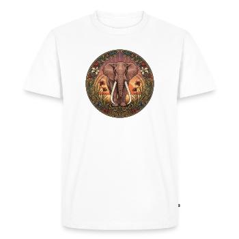 Elephant portrait in a circle of flowers - Men's Premium Organic T-Shirt - white - Front - Nico (187cm)
