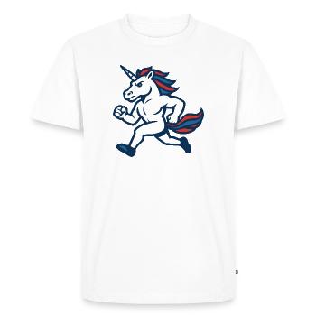 Mascotte athlétique de la licorne rapide - T-shirt Premium bio Homme - blanc - Devant - Nico (187cm)