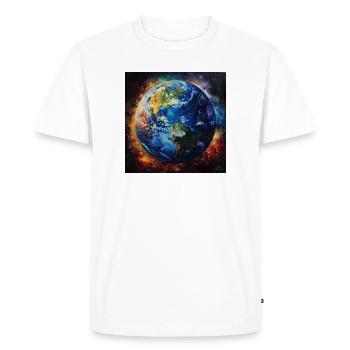 La Terre dans le Feu Cosmique - T-shirt Premium bio Homme - blanc - Devant - Nico (187cm)