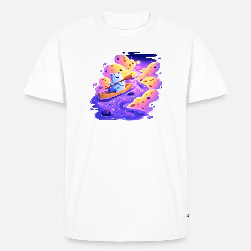 Panda Bootsfahrt im Lila Strudel - Männer Premium Bio T-Shirt - Weiß