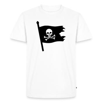 Pirate Skull Jolly Roger - Men's Premium Organic T-Shirt - white - Front - Nico (187cm)