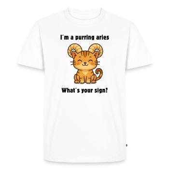 Cute Aries Cat – Strong Zodiac Sign Design - Men's Premium Organic T-Shirt - white - Front - Nico (187cm)