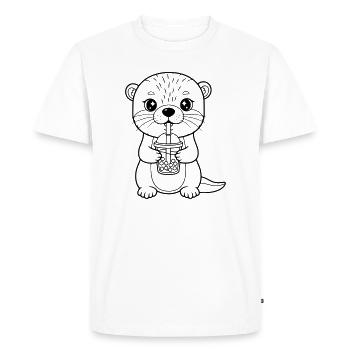 Loutre avec une tasse - T-shirt Premium bio Homme - blanc - Devant - Nico (187cm)