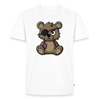 Ours en peluche avec cache-œil - T-shirt Premium bio Homme - blanc - Devant - Nico (187cm)
