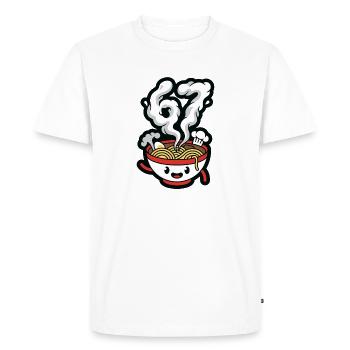 Dessin animé joyeux Ramen à la vapeur - T-shirt Premium bio Homme - blanc - Devant - Nico (187cm)