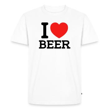 J’adore la bière (les couleurs peuvent être changées) - T-shirt Premium bio Homme - blanc - Devant - Nico (187cm)