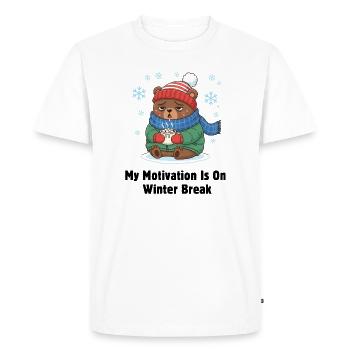 Winter Break Motivation Bear - Men's Premium Organic T-Shirt - white - Front - Nico (187cm)
