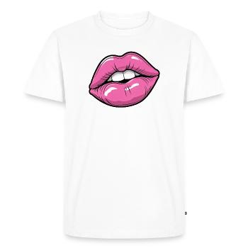 Lèvres Pop Art en Rose - T-shirt Premium bio Homme - blanc - Devant - Nico (187cm)