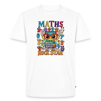 number day Maths Multiplication Rock Star - Men's Premium Organic T-Shirt - white - Front - Nico (187cm)