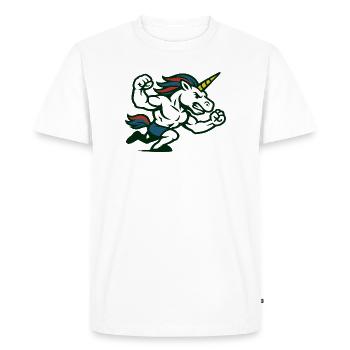 Power Unicorn Running Strong Fantasy Illustration - Men's Premium Organic T-Shirt - white - Front - Nico (187cm)