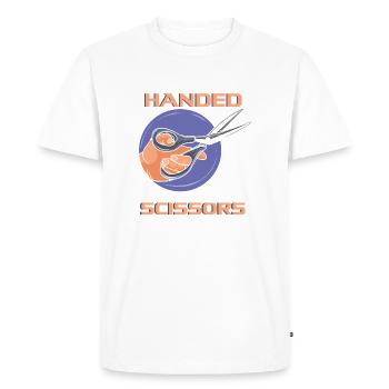 Funny Left Handed Scissors Southpaw Graphic - Men's Premium Organic T-Shirt - white - Front - Nico (187cm)