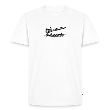 Brosse à dents - Usage oral uniquement ! - T-shirt Premium bio Homme - blanc - Devant - Nico (187cm)