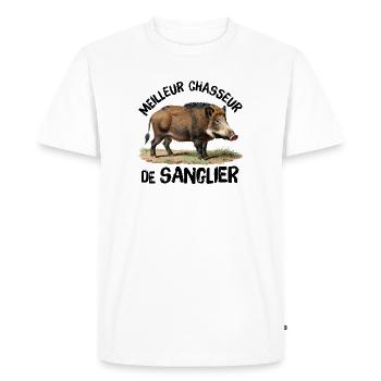 Meilleur chasseur de sanglier - T-shirt Premium bio Homme - blanc - Devant - Nico (187cm)
