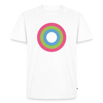 Palette d’anneaux concentriques LGBTQ polysexuel - T-shirt Premium bio Homme - blanc - Devant - Nico (187cm)