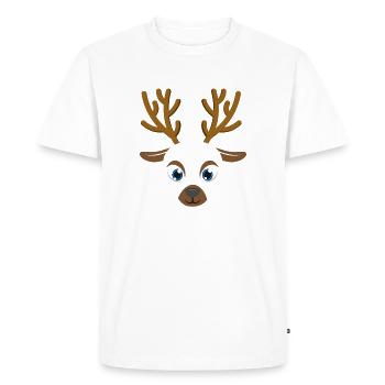 Reindeer Face Cute Christmas Holiday Xmas Animal - Men's Premium Organic T-Shirt - white - Front - Nico (187cm)