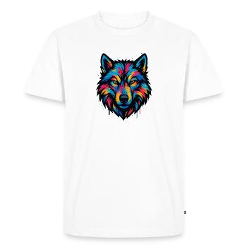 Art de tête de loup néon - T-shirt Premium bio Homme - blanc - Devant - Nico (187cm)