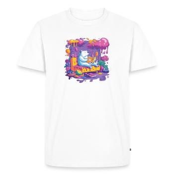 Récolte colorée des ours dans le flux des couleurs - T-shirt Premium bio Homme - blanc - Devant - Nico (187cm)
