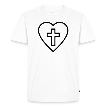 Heart with Cross Love Faith Vector - Men's Premium Organic T-Shirt - white - Front - Nico (187cm)