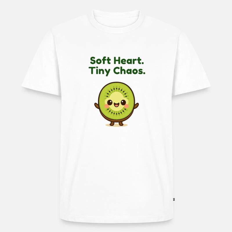 Softe Herz Tiny Chaos Kiwi - Männer Premium Bio T-Shirt - Weiß