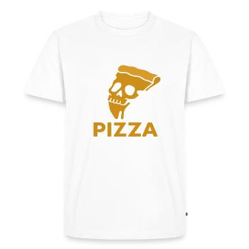 Repos dans une part de crâne de pizza Design drôle de nourriture - T-shirt Premium bio Homme - blanc - Devant - Nico (187cm)