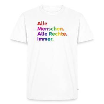 All People All Rights Always Statement - Men's Premium Organic T-Shirt - white - Front - Nico (187cm)