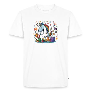 Colorful Unicorn Party Chaos - Men's Premium Organic T-Shirt - white - Front - Nico (187cm)