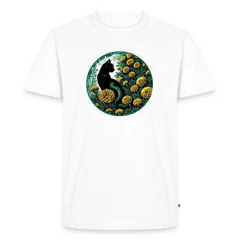 Chat de Minuit parmi les Soucis dorés - T-shirt Premium bio Homme - blanc - Devant - Nico (187cm)