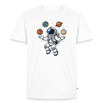 Floating astronaut with planets in comic style - Men's Premium Organic T-Shirt - white - Front - Nico (187cm)