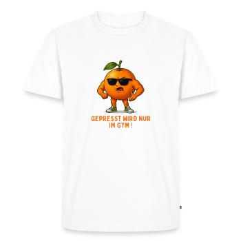 Héros orange : Le pressing ne se fait qu’à la salle de sport - T-shirt Premium bio Homme - blanc - Devant - Nico (187cm)
