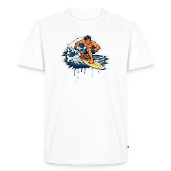 Dynamic graffiti illustration of a surfer - Men's Premium Organic T-Shirt - white - Front - Nico (187cm)