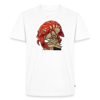 Cute Prawn on Japanese Castle Art  - Men's Premium Organic T-Shirt - white - Front - Nico (187cm)