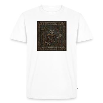 Guerrier viking raton laveur avec hache runique - T-shirt Premium bio Homme - blanc - Devant - Nico (187cm)