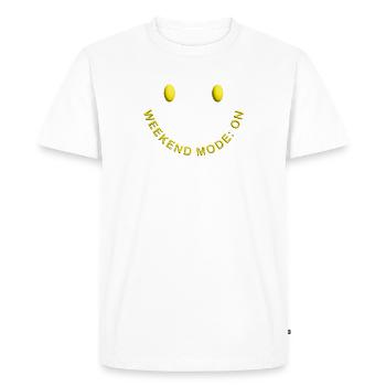 Mode Week-end ACTIVÉ Sourire de bonne humeur - T-shirt Premium bio Homme - blanc - Devant - Nico (187cm)