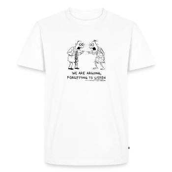 Débat et dialogue d’écoute - T-shirt Premium bio Homme - blanc - Devant - Nico (187cm)
