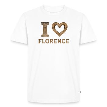 FLORENCE – Renaissance Stone Lettering - Men's Premium Organic T-Shirt - white - Front - Nico (187cm)