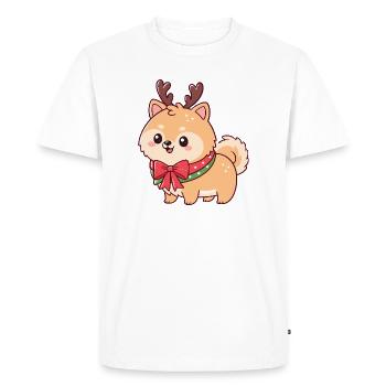 Dog Reindeer Christmas Sweet Festive - Men's Premium Organic T-Shirt - white - Front - Nico (187cm)