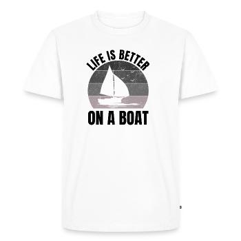 Passionnés de bateaux Plaisanciers Voiliers Pêche en voilier - T-shirt Premium bio Homme - blanc - Devant - Nico (187cm)