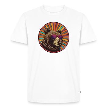 Ours avec des lunettes de soleil rétro - T-shirt Premium bio Homme - blanc - Devant - Nico (187cm)